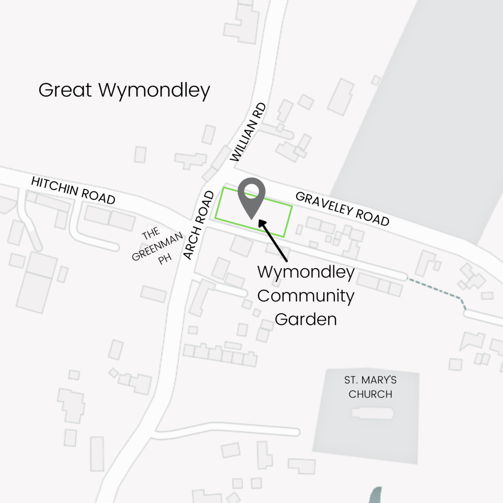 Located at the intersection of Willian, Hitchin and Arch roads in Great Wymondley. 